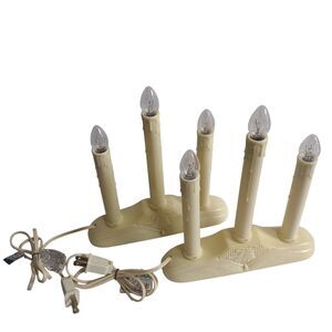​Vintage 90's Kmart Christmas 3-Candle Light Window Candelabra Ivory Set of 2